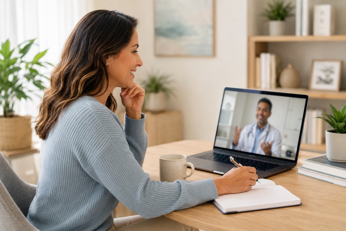 A virtual medical consultation from a cozy space